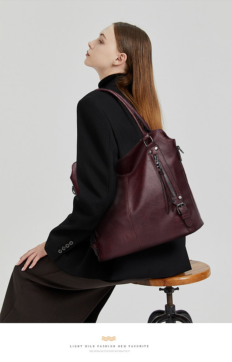 2024 New Women's Bag European and American Big Bag Foreign Trade Portable Tote Bag Soft Leather Large Capacity Shoulder Crossbody Women's Bag