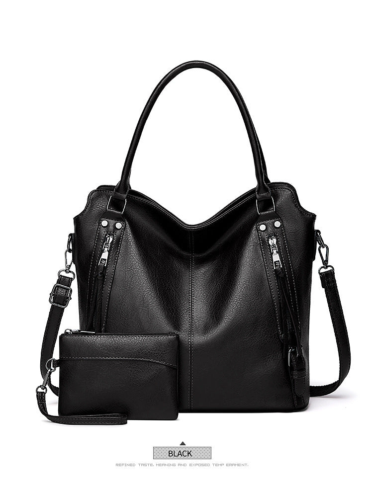 2024 New Women's Bag European and American Big Bag Foreign Trade Portable Tote Bag Soft Leather Large Capacity Shoulder Crossbody Women's Bag