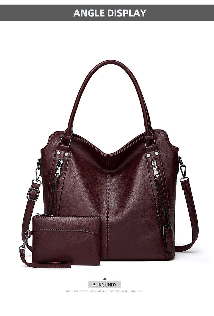 2024 New Women's Bag European and American Big Bag Foreign Trade Portable Tote Bag Soft Leather Large Capacity Shoulder Crossbody Women's Bag