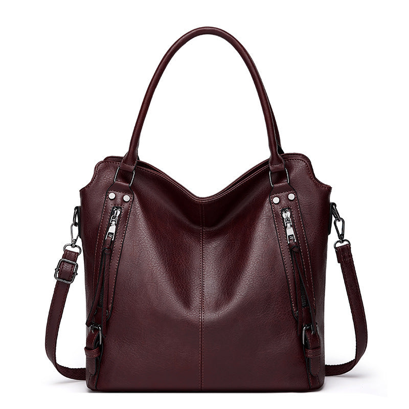 2024 New Women's Bag European and American Big Bag Foreign Trade Portable Tote Bag Soft Leather Large Capacity Shoulder Crossbody Women's Bag