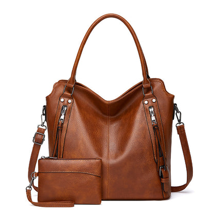 2024 New Women's Bag European and American Big Bag Foreign Trade Portable Tote Bag Soft Leather Large Capacity Shoulder Crossbody Women's Bag