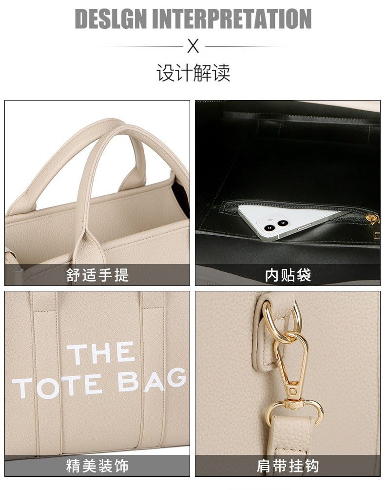 Women's Bag Cross-Border New Tote Bag Wholesale Pu Letter Handbag Simple Casual Crossbody Bag Large Capacity Women's Bag