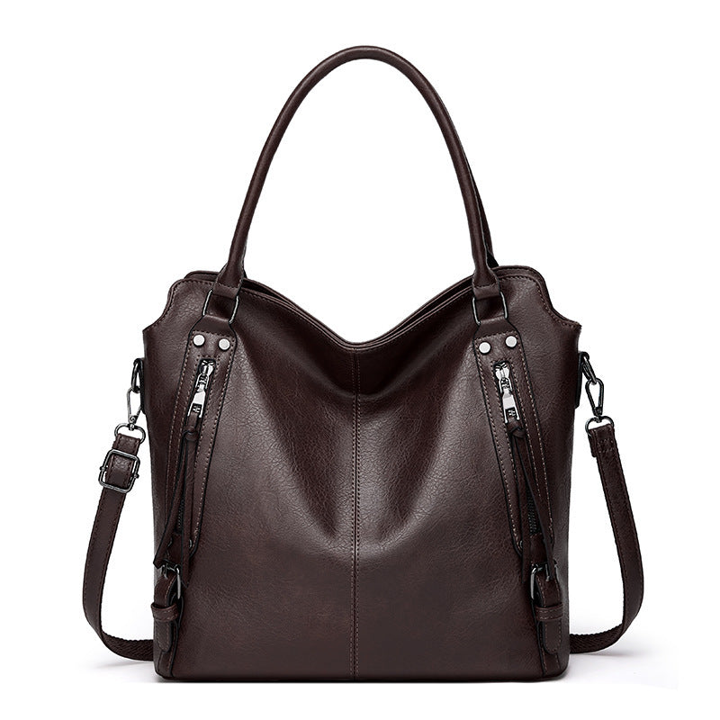 2024 New Women's Bag European and American Big Bag Foreign Trade Portable Tote Bag Soft Leather Large Capacity Shoulder Crossbody Women's Bag