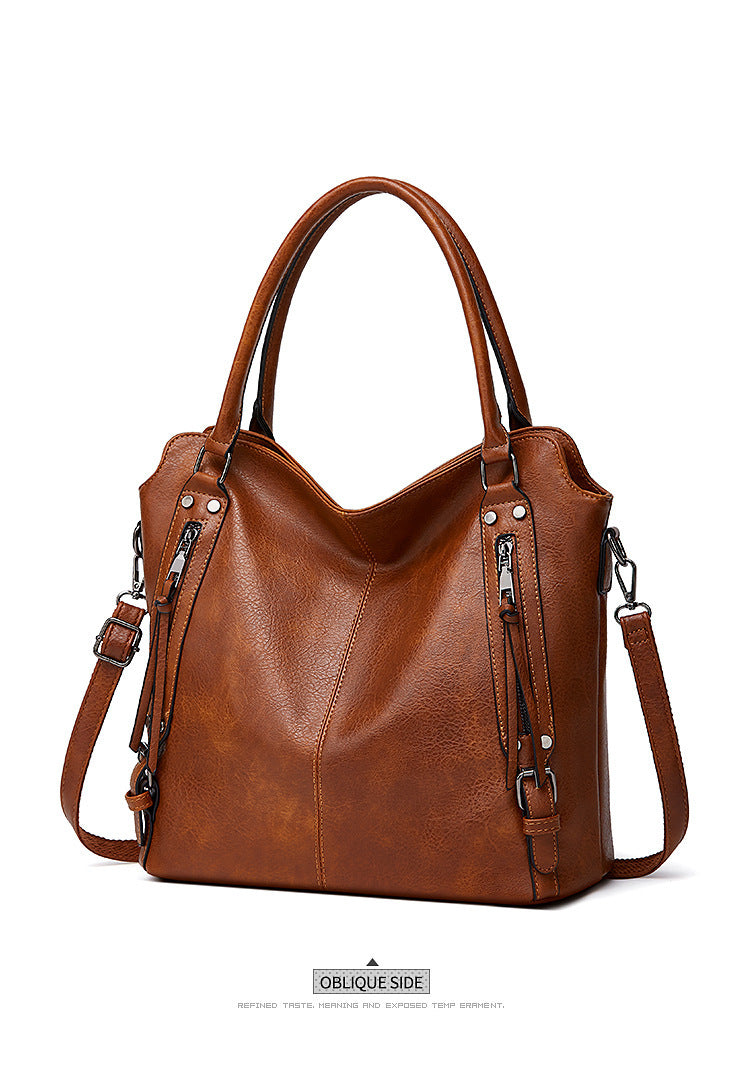 2024 New Women's Bag European and American Big Bag Foreign Trade Portable Tote Bag Soft Leather Large Capacity Shoulder Crossbody Women's Bag
