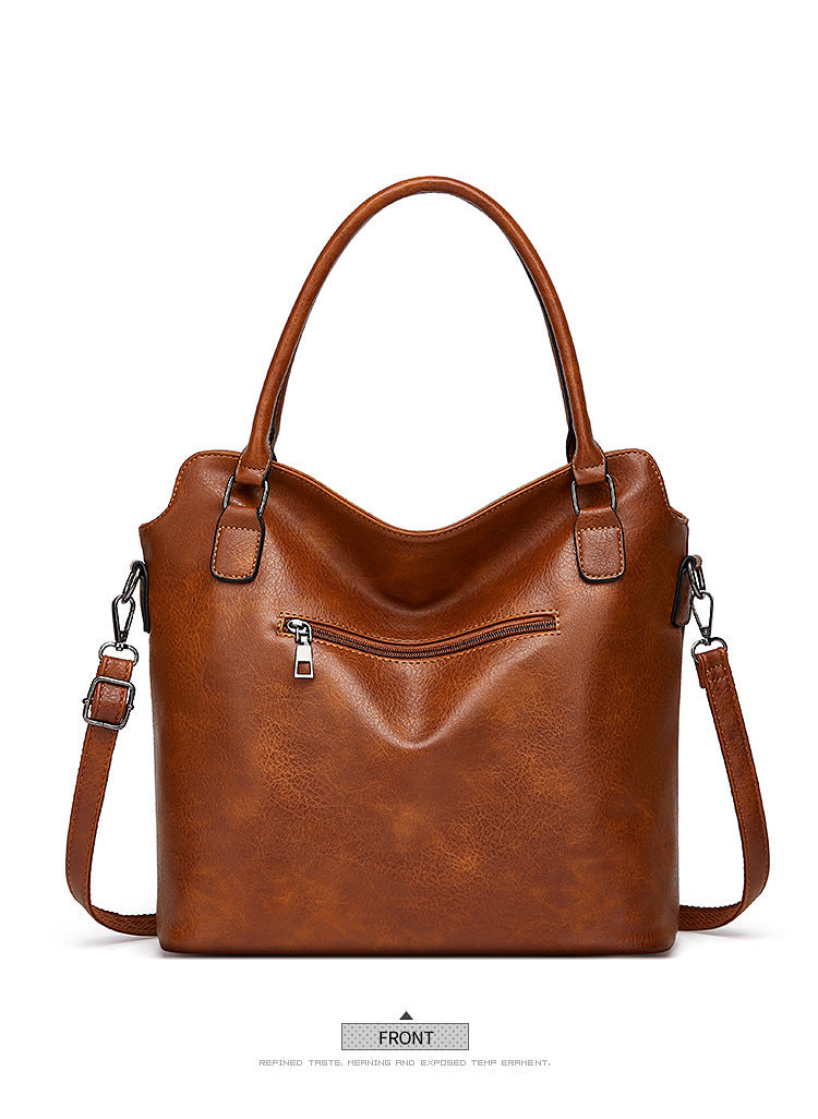 2024 New Women's Bag European and American Big Bag Foreign Trade Portable Tote Bag Soft Leather Large Capacity Shoulder Crossbody Women's Bag