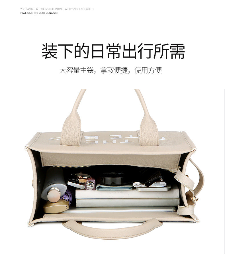 Women's Bag Cross-Border New Tote Bag Wholesale Pu Letter Handbag Simple Casual Crossbody Bag Large Capacity Women's Bag