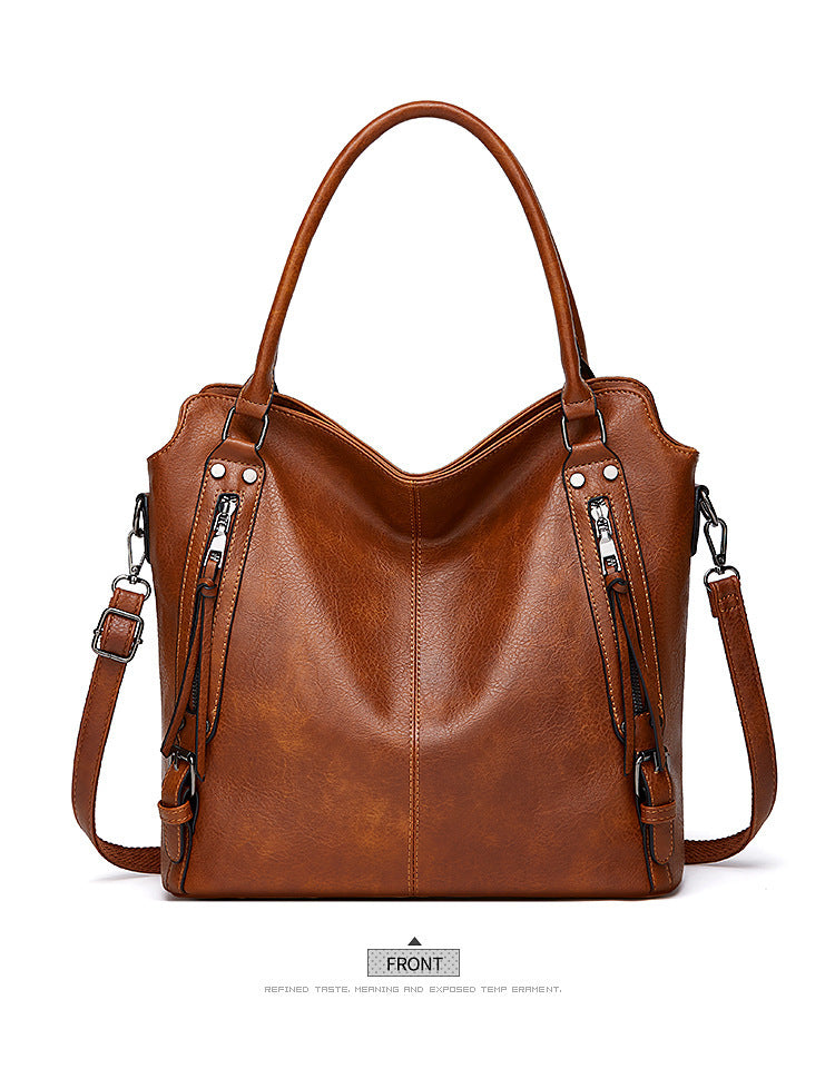 2024 New Women's Bag European and American Big Bag Foreign Trade Portable Tote Bag Soft Leather Large Capacity Shoulder Crossbody Women's Bag